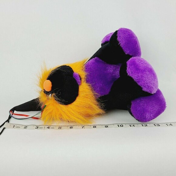 King Plush Black Lion 14 in Plush Big Cat Purple Orange Stuffed Animal Dunce Hat - Picture 8 of 8